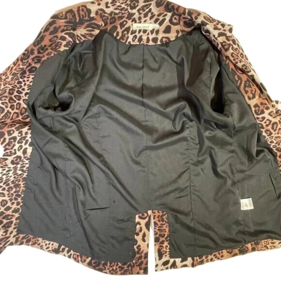 Skylar + Madison Leopard Print Blazer Lightweight Lined Brown Black Size S - Picture 5 of 11